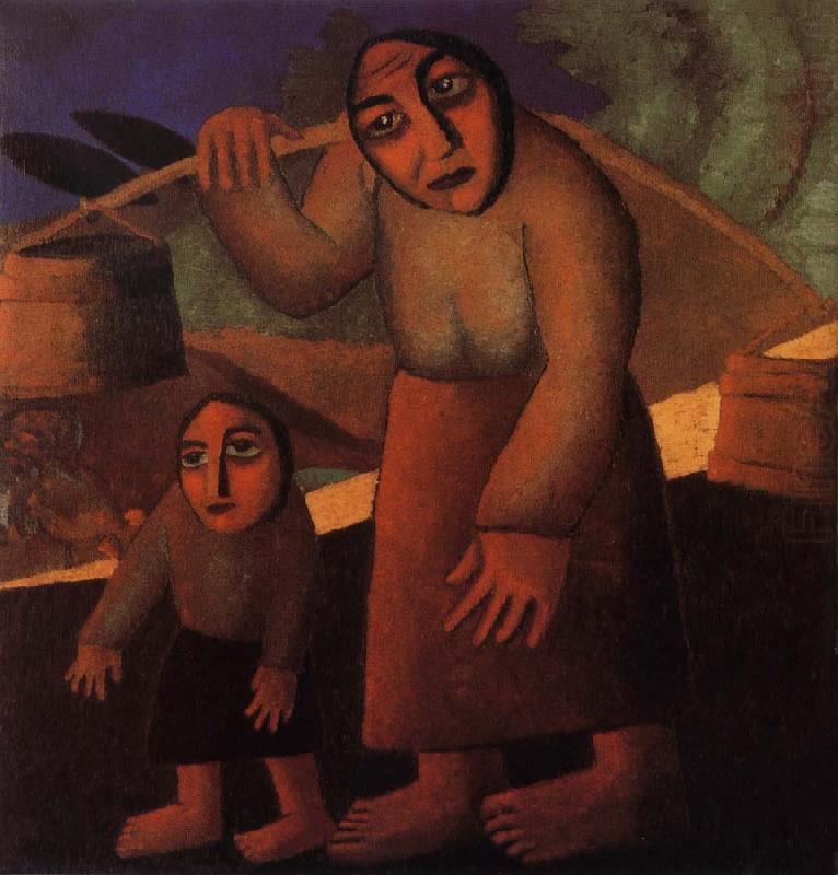 The Woman and child Pick up the water pail, Kasimir Malevich